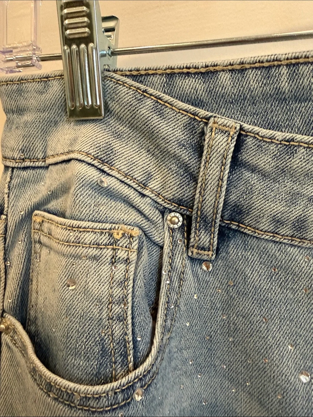 L/C  COLLECTION Light Wash Embellished Straight Jeans